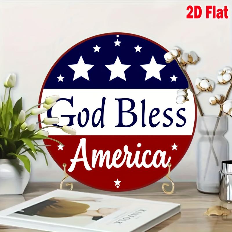 Decorative Signs And Plaques in Format, Patriotic And Sacred American Glory Hanging Sign - Heavy-Duty Independence Day Decoration with Navy Blue And Red Stars, 8X8 Inch Wall Decor Resembling The American Flag