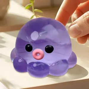 Octopus Squeeze Fidget Toy Rubber Clear Crystal Octopus Hand Relax Toy Homemade Bubble Hairstyle Game For Kids Adults Pinch Toy