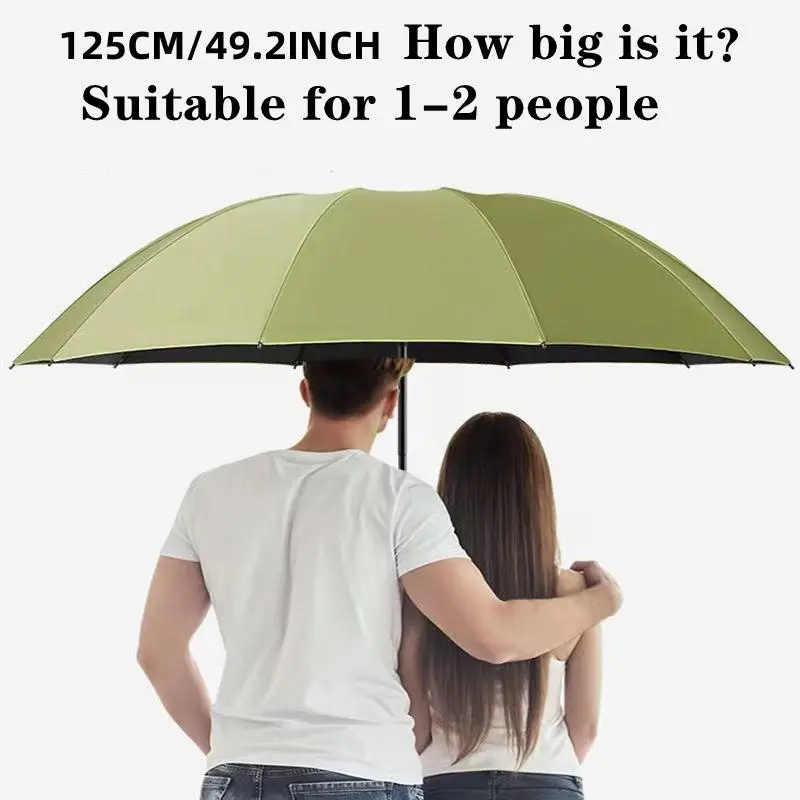 Double-person umbrella with 12 reinforced ribs, windproof and waterproof large umbrella, essential multi-functional umbrella for heavy rain