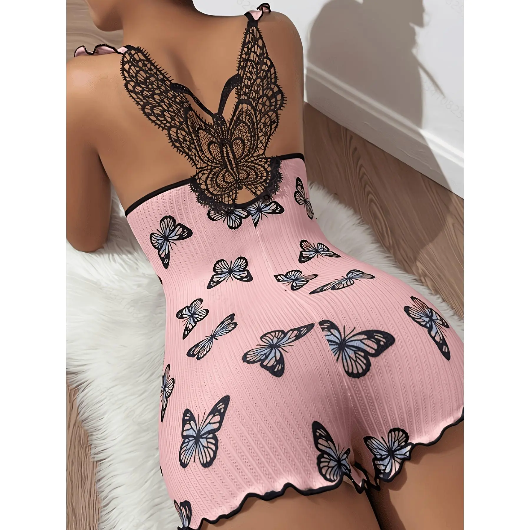 Butterfly Print Women's Pajama Jumpsuit