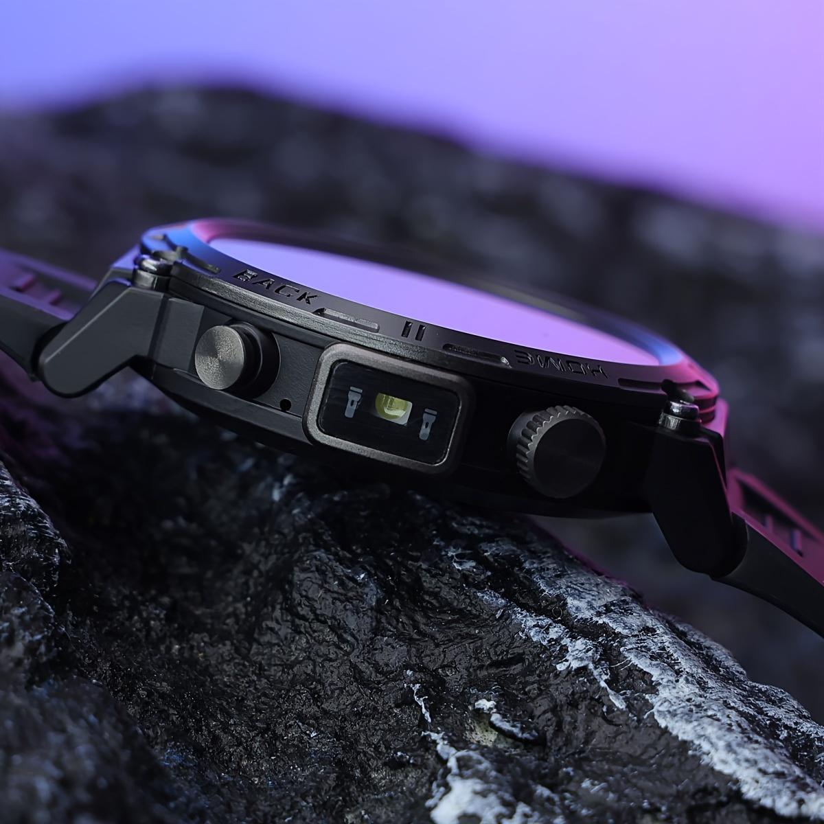 1.45 Inch Touchscreen Smart Watch with Flashlight - Fitness Tracker for Men, Answer/Make Calls,, Rechargeable Battery, Zinc Alloy Body, Silicone Strap, Ideal for iPhone & Android, Fitness Tracker Watch|Minimalist Watch Design|Durable Watchband, Smart Watc