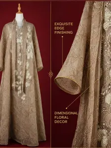 Middle Eastern Muslim Full Embroidery Dress, Long Mesh Summer Dress for Women, Elegant and Stylish Islamic Fashion, Modest Gown
