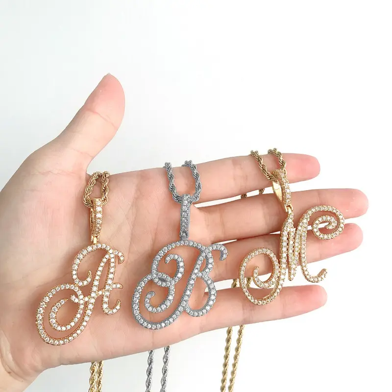 Luxurious 14K Gold Plated/Silver Plated Initial A-Z Pendant Necklaces, Shiny AAAAA+ Cubic Zirconia Hollow Personalized Letter Pendant Necklaces Name Monogram Trendy Twist Chain Daily Vacations, Party Wear, Jewelry, Holiday Gift