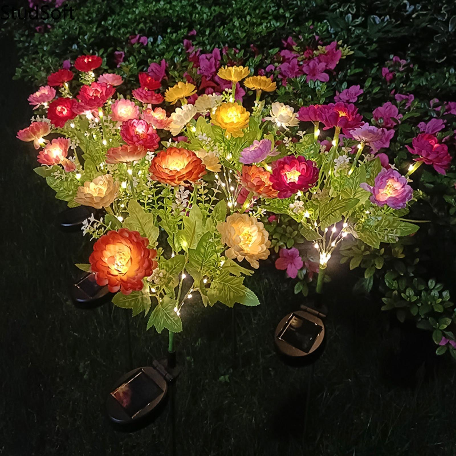 New 7-Head Solar Snow Lotus Light — Outdoor Realistic Artificial Flower Lamp, 7-Branch LED Faux Flower Ground Stake Light & Lawn Lamp