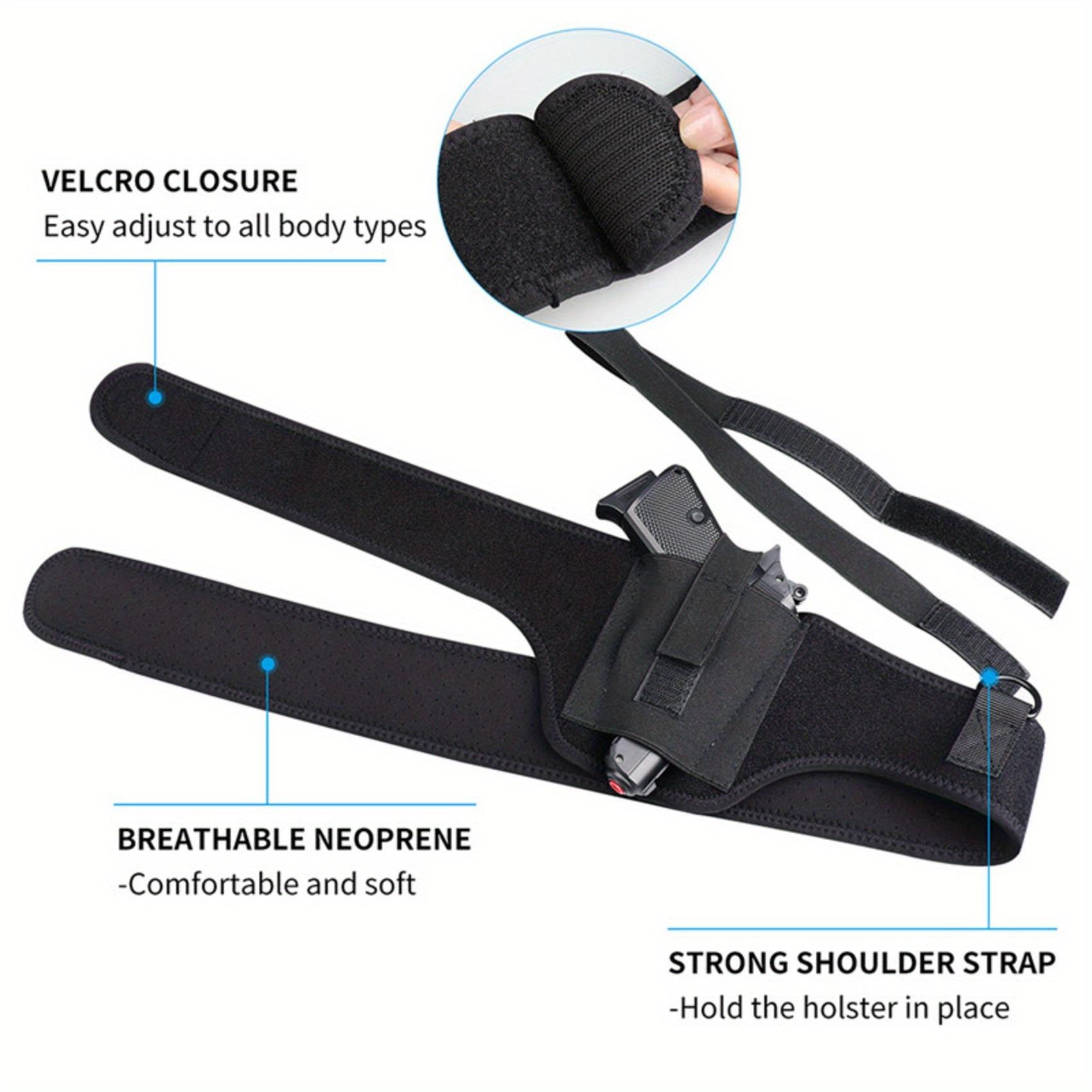 1pc Classic Ambidextrous Neoprene Underarm  Holster, Pull-On Hidden Shoulder Concealment for Left Side, Black Sports Chest Bag Workout Sport Bags Athlete Backpack 9MM 380 Glock 17 19 26 43x 1911 vnsh fn reflex holster for concealed carry Vests Training