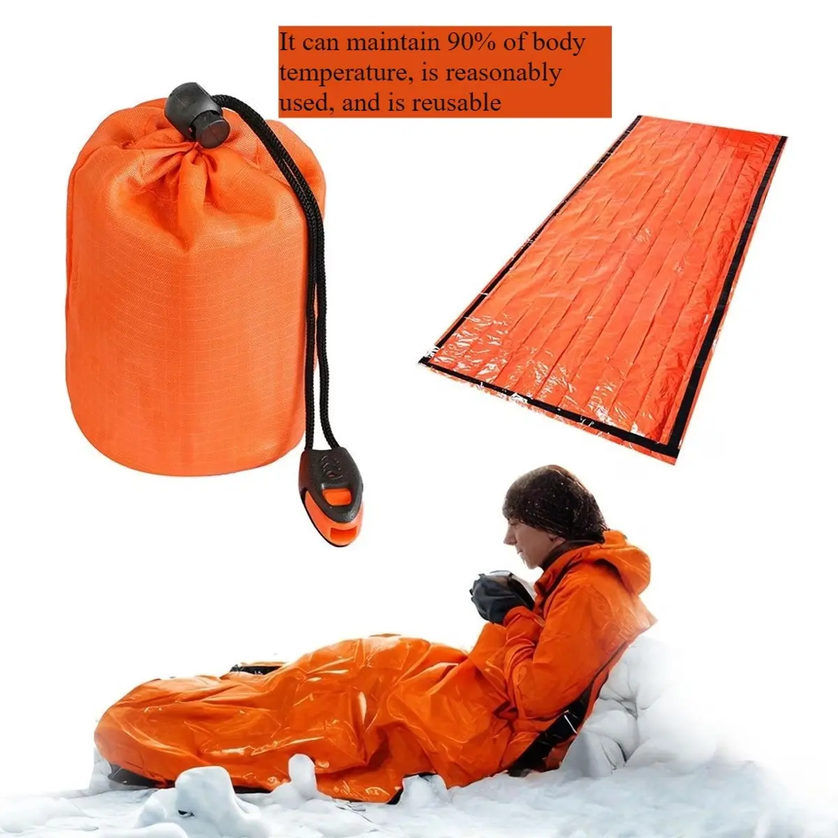 Outdoor Envelope-Style Emergency Sleeping Bag, Multi-Functional Pe Aluminum Film, Heat Preservation, Cold Protection Blanket