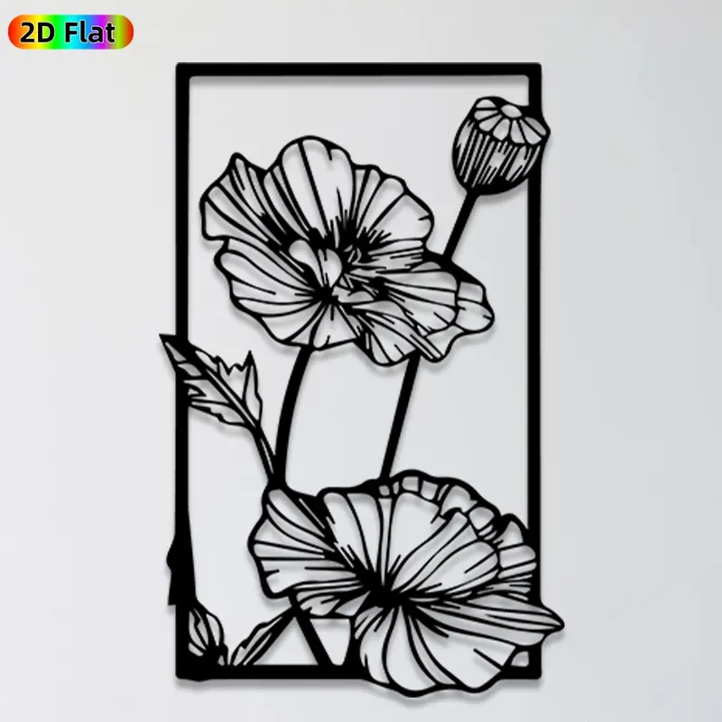 1pc Poppy Metal Wall Art,Poppy Statue Mural, Ideal Gift for New Year, Easter, Poppy Decor Enthusiasts, Rust-Resistant Metal Wall Decor Wall Sculptures, Perfect for Indoor Wall & Outdoor Fence, Eye-Catching Home Wall Decor