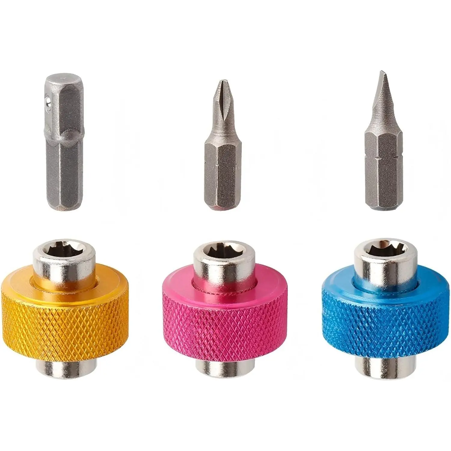 3-Count Compact Finger Grip Drivers, 1/4” Drive Finger Socket Wrench with Short Stubby Mini Design, Socket Fit for Tight Spaces
