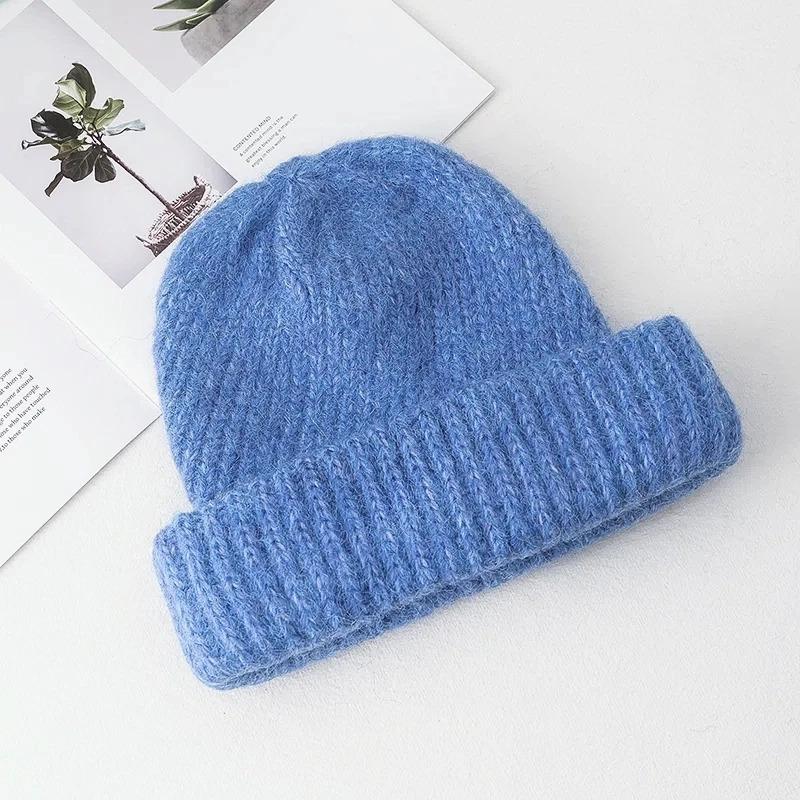 New Style Winter Warm Solid Color Slouchy Winter Hats Beanie Cap Y2k Warm Cap For Women Cap Winter Outdoor Knitted Girl Hats