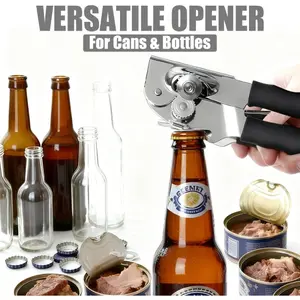 Manual Can Opener with A Wrapped, Oversized Handle and Extra-large Knob. Made with Heavy-duty Metal, It Effortlessly Opens Large Cans of Food. Specifically Designed for Seniors To Reduce Hand Strain