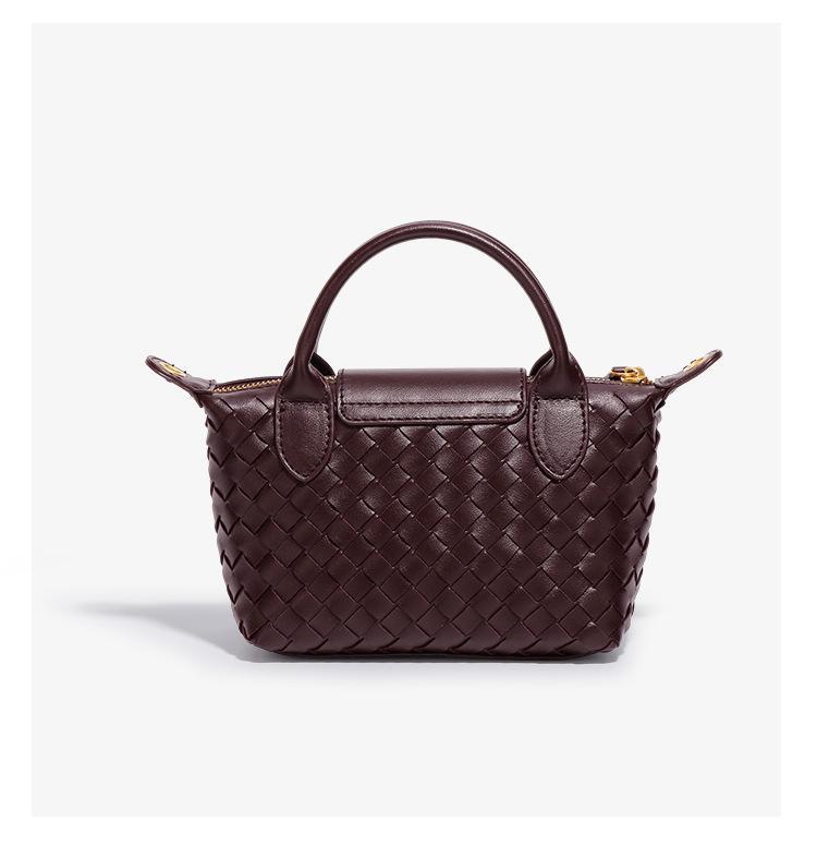 6252 Hand-woven Shoulder Dumpling Bag 2025 New PU Leather Fashion Commuter Messenger Bag