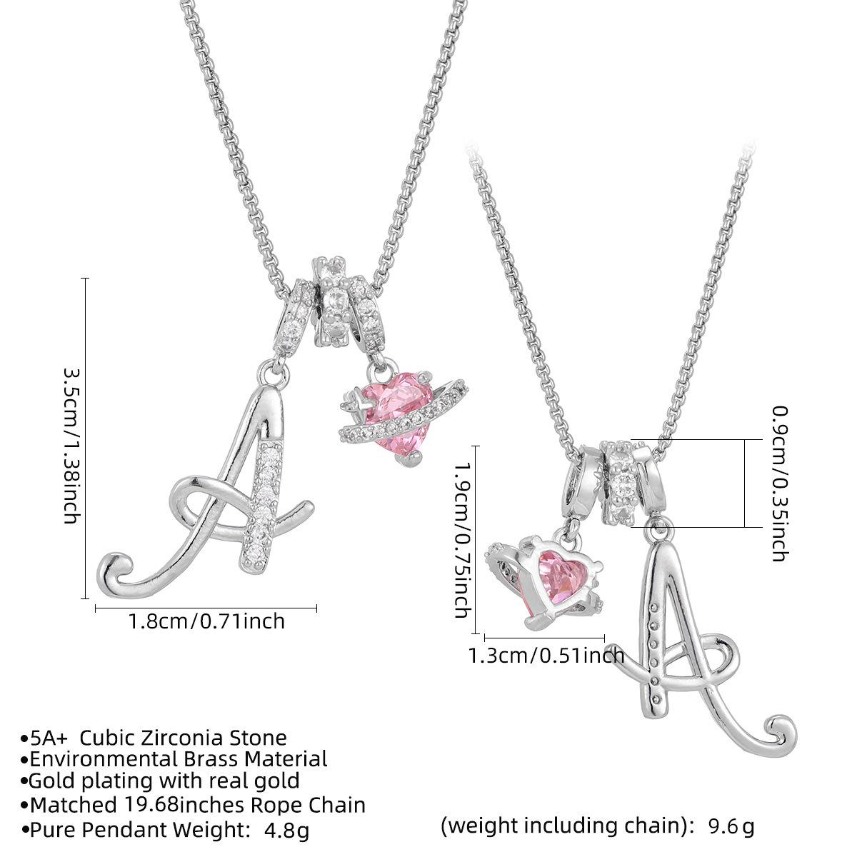 Art Design Letter Necklace Gold 3-Layering Initial A-Z Letter Pendant Necklaces for Women Snake Chain Choker Pink Heart Zircon Adjustable Length Necklace Jewelry For Christmas