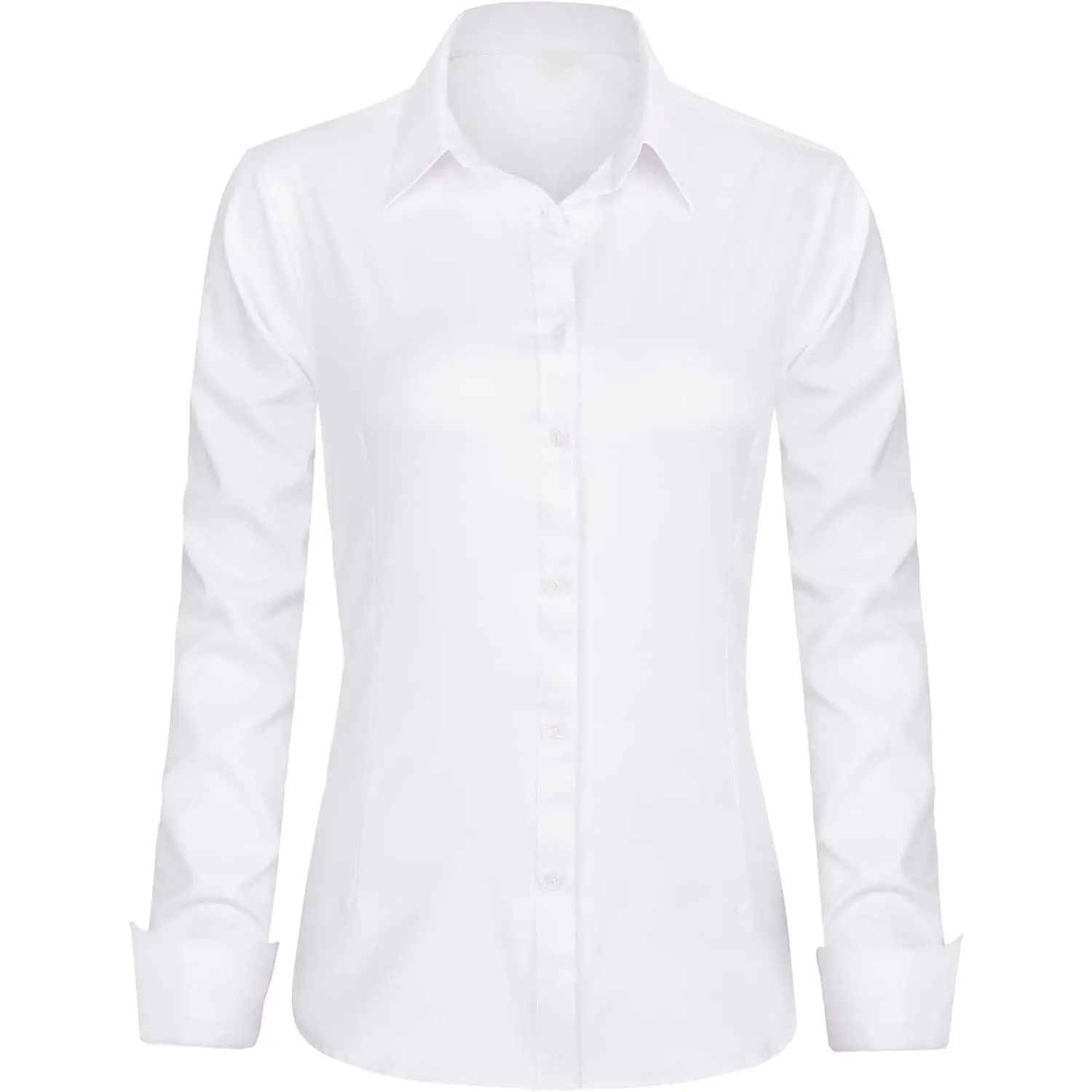 Women's Classic Plain Button Down Blouse, All Seasons Wrinkle-Free Long Sleeve Top for Casual Office Work Uniform, Longsleeves, Blouse Top, Elegant, Office Work Clothes, Smooth, Minimalist, Basic, Everyday, Shirt, Dress Casual, Plain Solid, Business, Coll