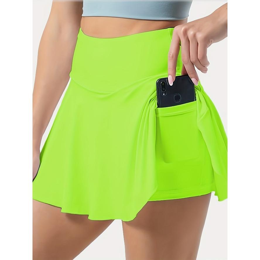 Women's High-Waisted Color Block Tennis Skirt | Slim Fit Sports Skort with Lined Shorts & Pockets for Workout & Casual Wear