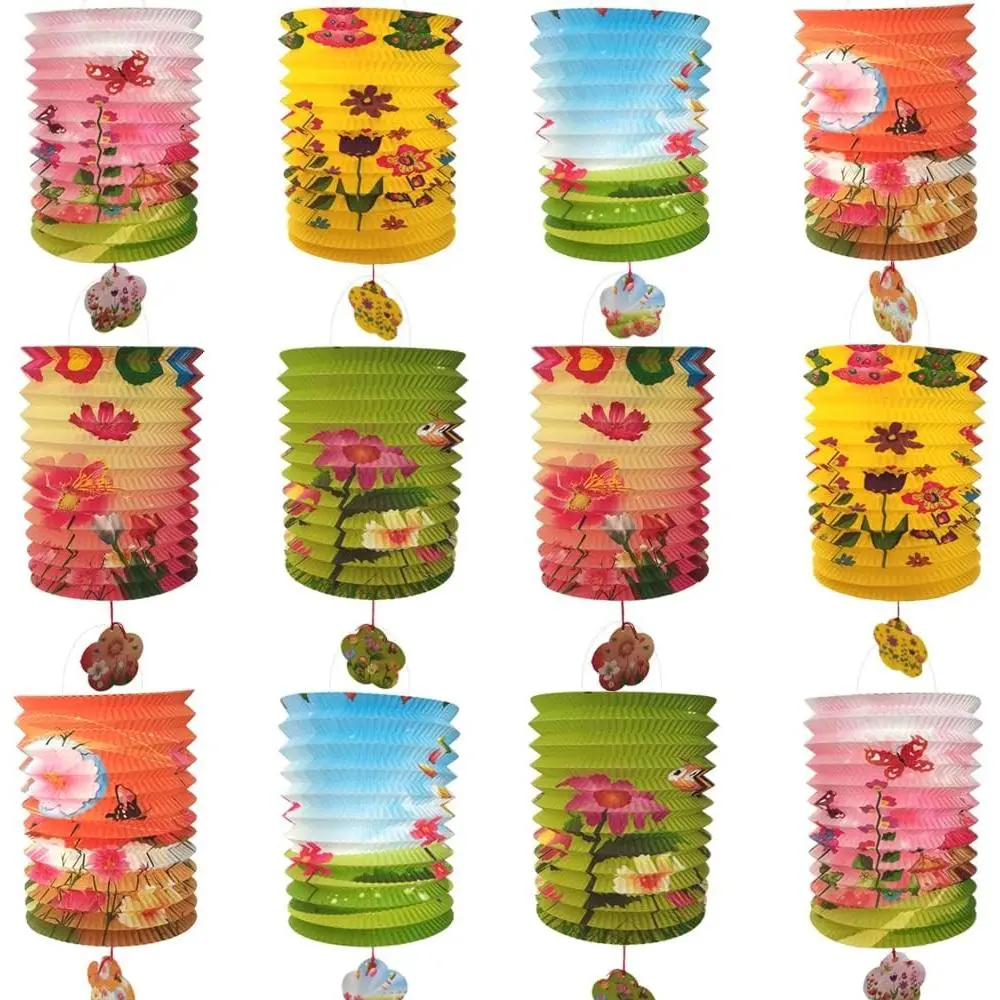 12Pack Chinese   Paper Lanterns, Colorful  Chinese Flower Lanterns Lamp Shades, Festival Decoration for Chinese Lunar  Year, Celebration, Oriental Party