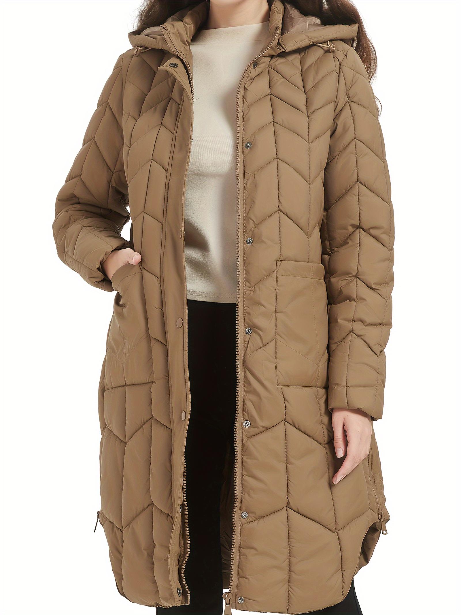 Down Jacket Women, Lightweight Padded Bubble Hat Coat, Fur Collar Warm Coat