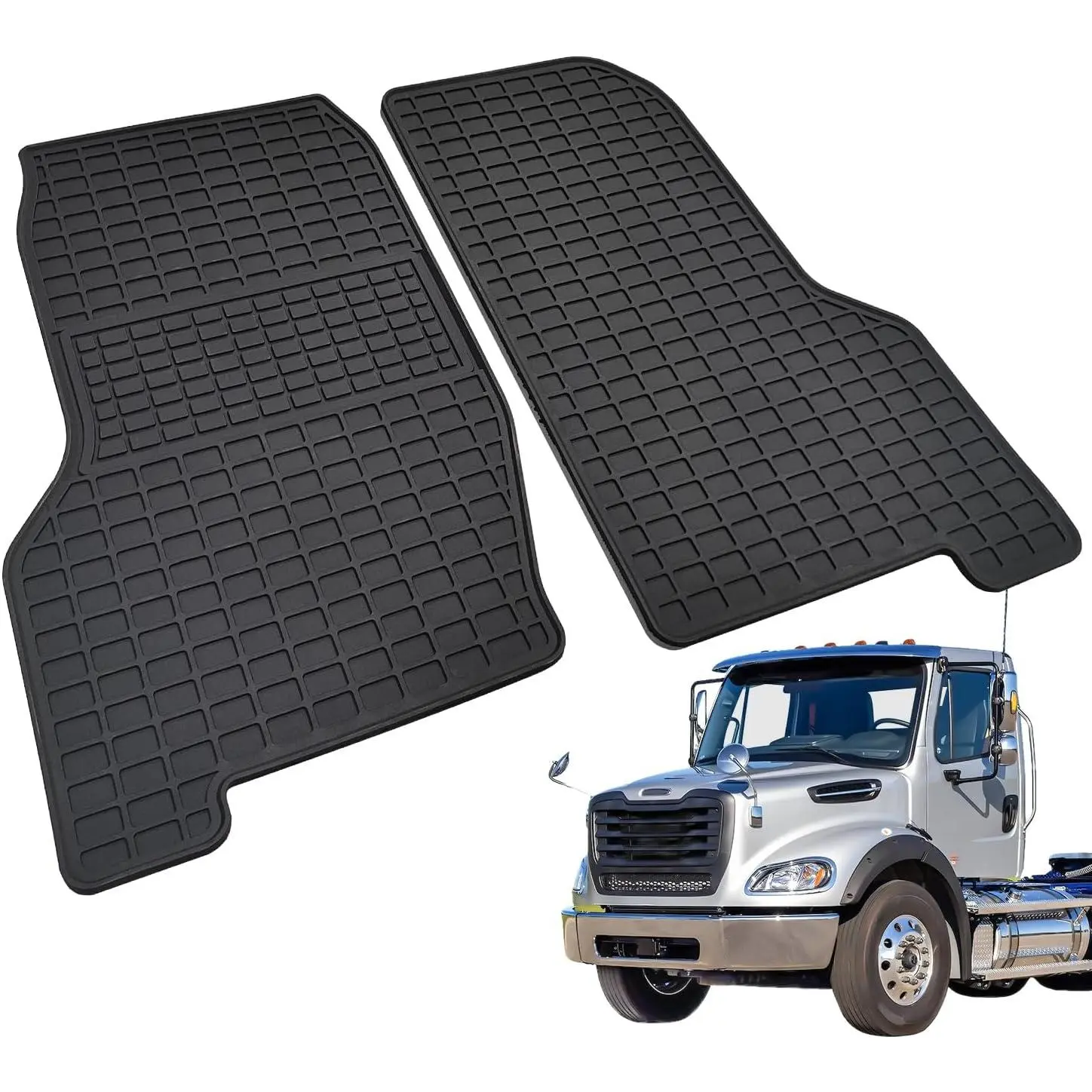 Floor Mats Compatible with Freightliner M2-106/M2-112 2003-2023,108 SD/ 114 SD 2013-2023 Truck Floor Rubber Mats for Freightliner Accessories All-Weather Guard Heavy Duty(2PCS)