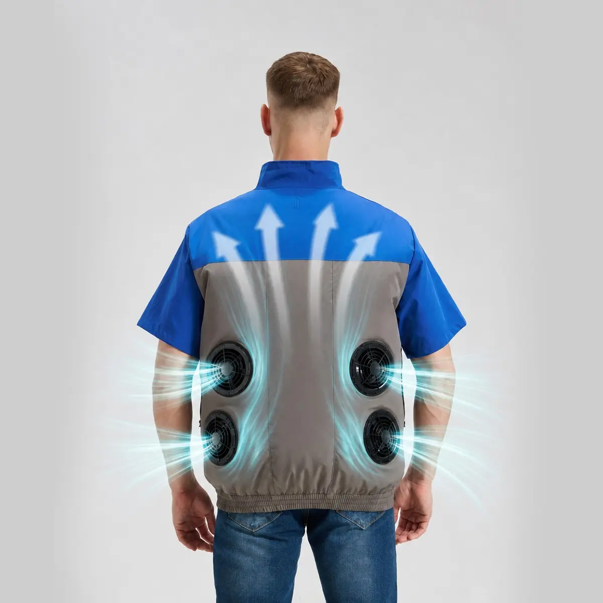 Cooling Vest for Men with 4pcs Fans, All-Season USB Rechargeable, Indoor & Outdoor Work Vests, Warehouse Use, 5v Input, No Battery Included