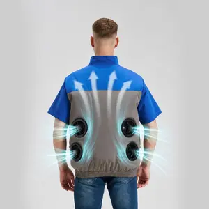 Cooling Vest for Men with 4pcs Fans, All-Season USB Rechargeable, Indoor & Outdoor Work, Warehouse Use, 5v Input, No Battery Included