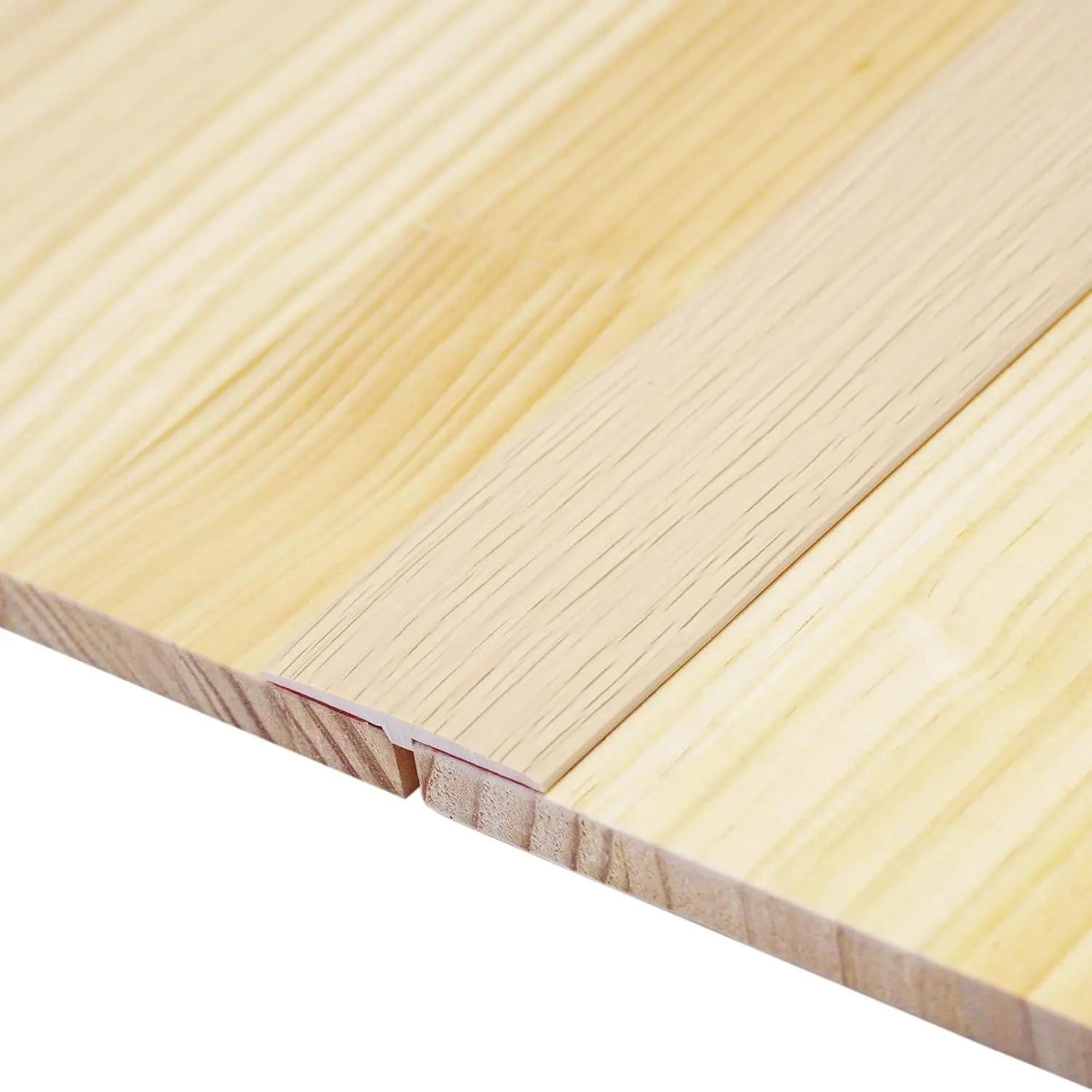 Self Adhesive T Molding Floor Transition Strip, 5 ft x 1.97" PVC Threshold Strip, Maple Wood Grain Easy Install Gap Cover for Wood Tile Doorways