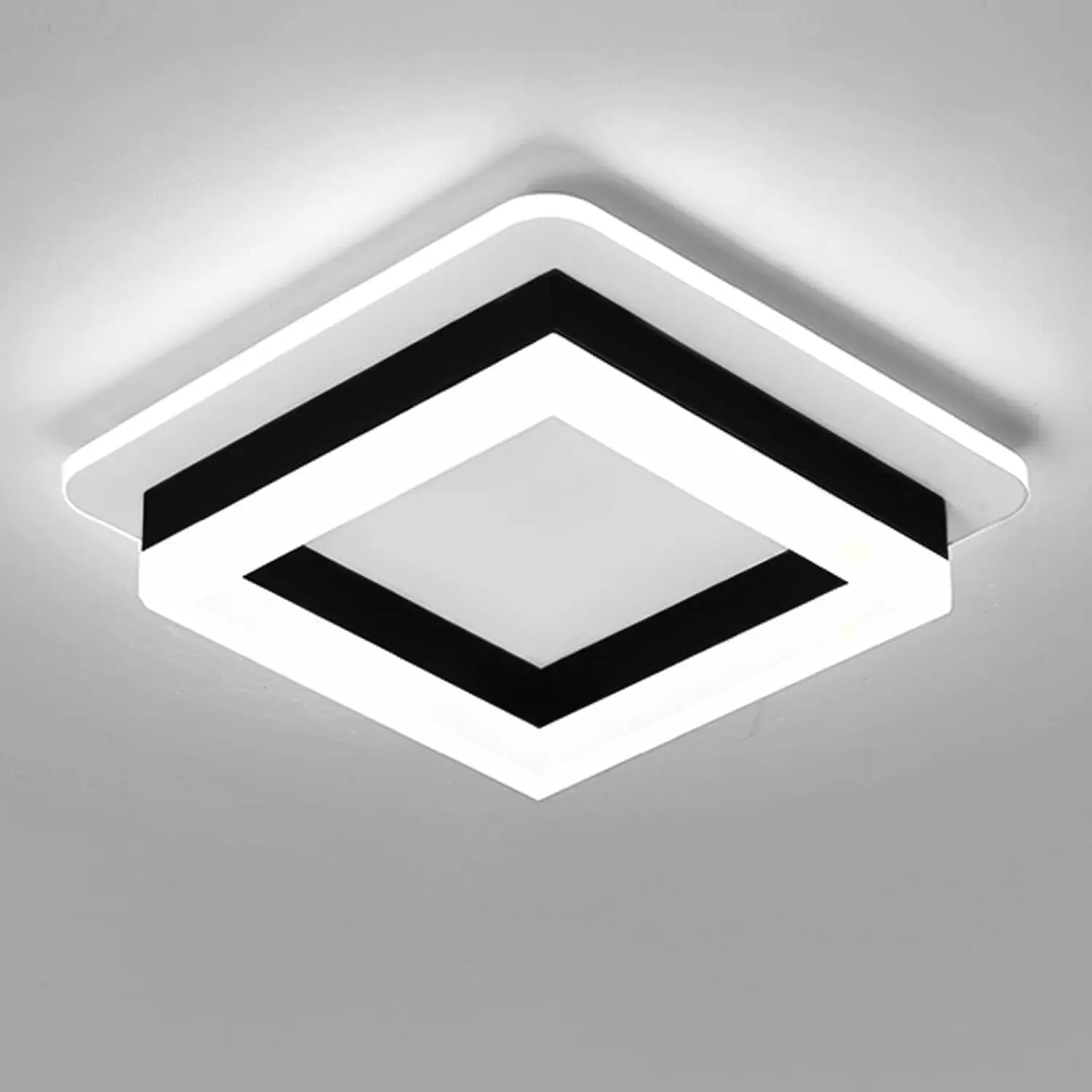 LED ceiling light, 24W black recessed corridor ceiling light, small surface-mounted light, suitable for living room, bedroom, kitchen, balcony, closet (cool white light, 6000K)