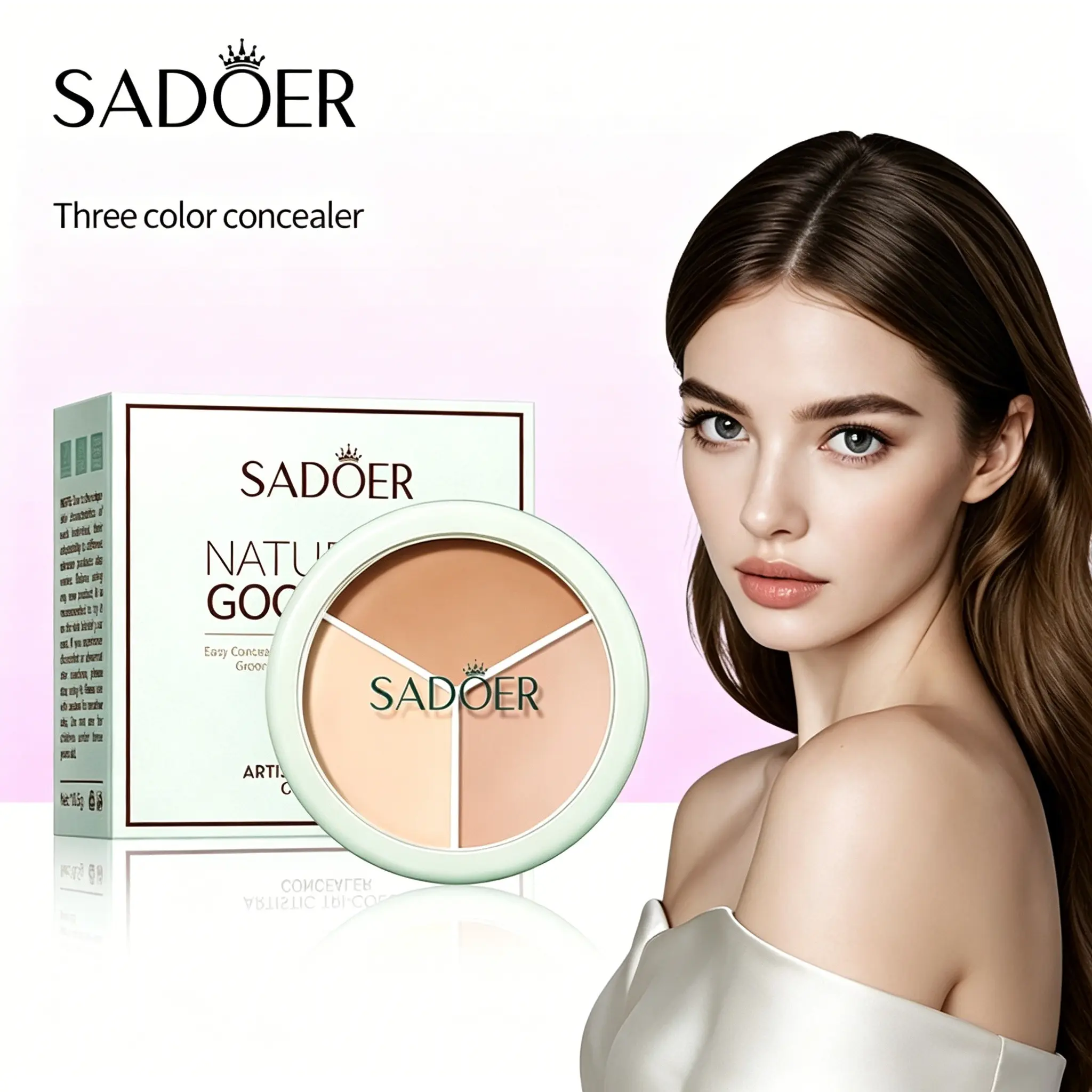 3-Color Blendable Concealer Balm, Moisturizing Long-Lasting Makeup, Covers Dark Circles & Pores, Gentle for Sensitive Skin, Waterproof