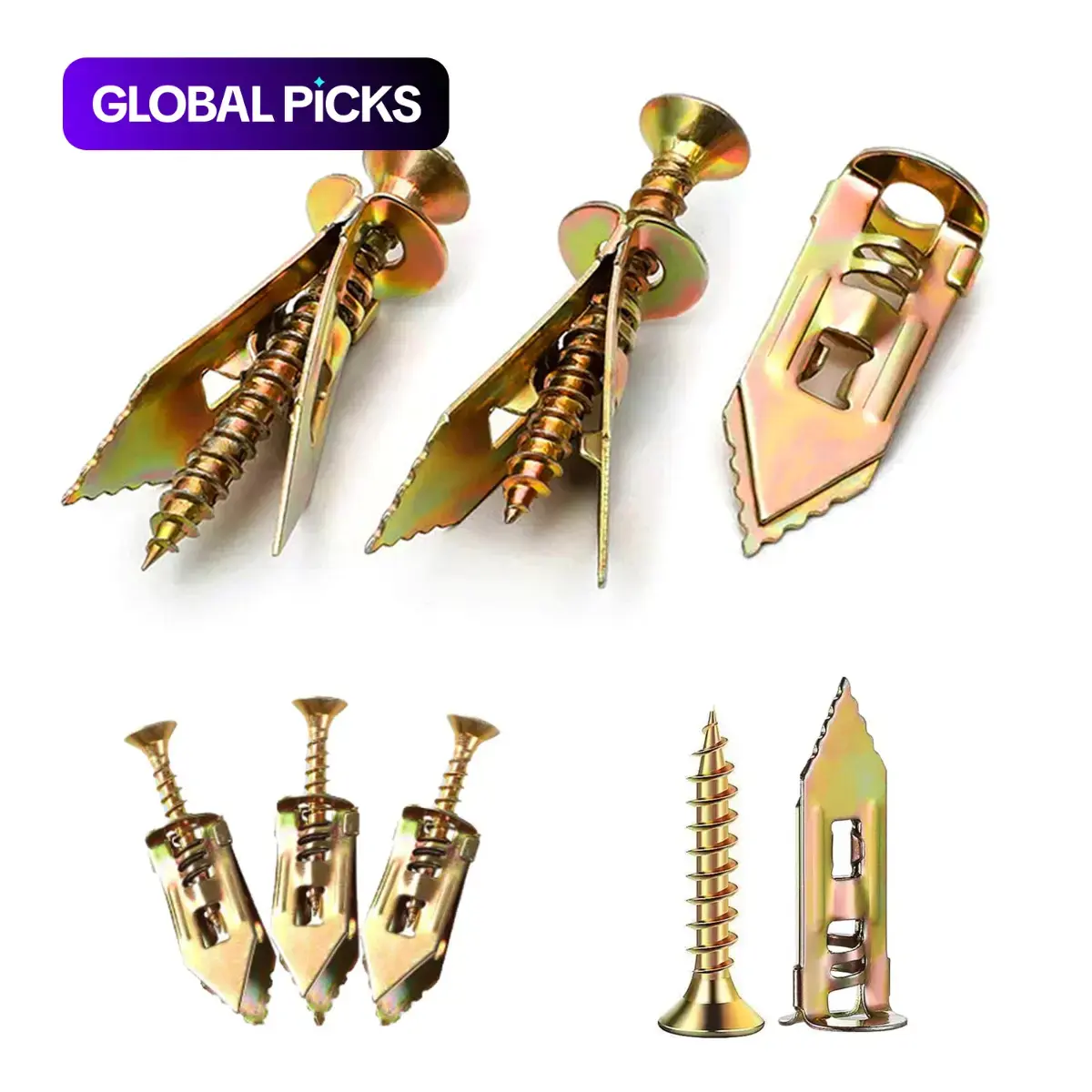 Self-Drilling Plasterboard Anchor & Screw Kit, Drywall Anchors with Flat-Head Screws for Hollow Walls, TVs, Bicycles and Cabinets, Fixing Accessories #GLOBAL PICKS