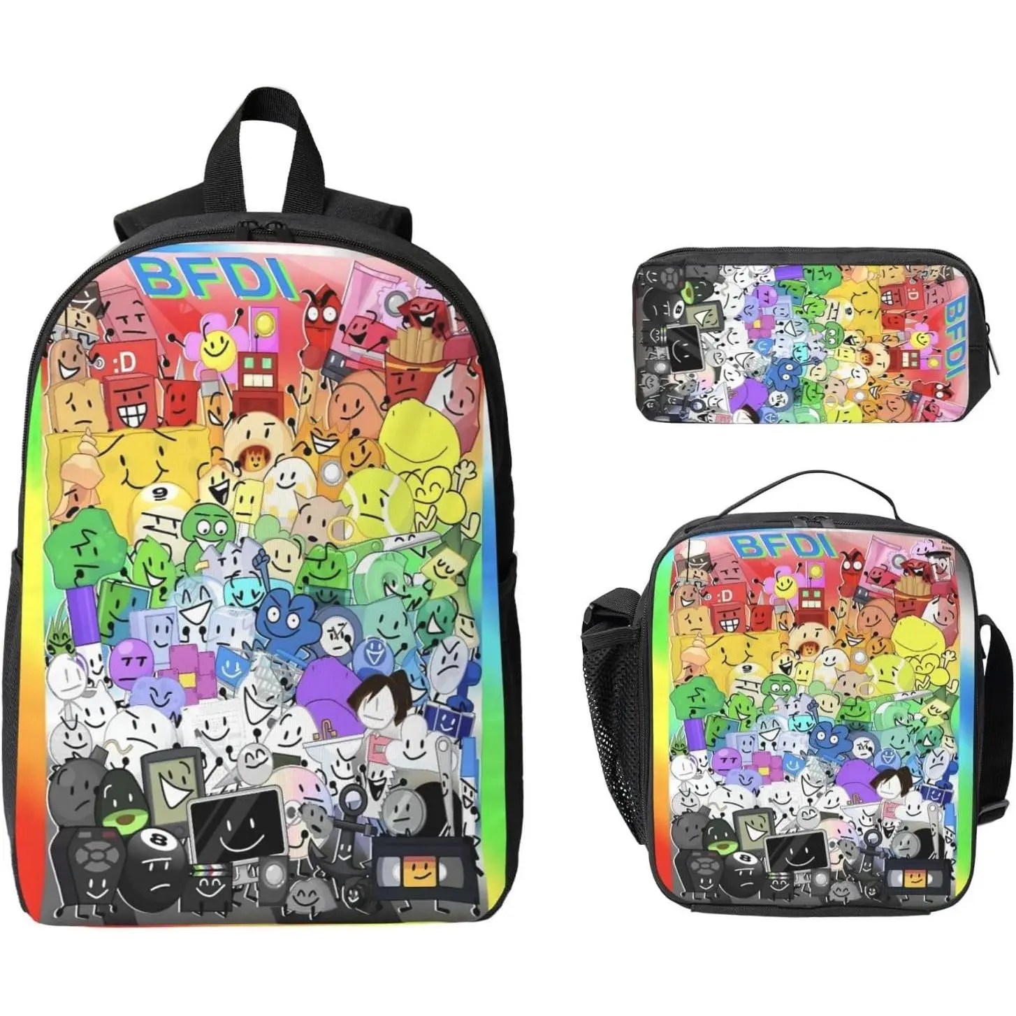 Bfdi Battle Primary Backpacks Lunch Bags+Pencil Case 3pcs Set,Adjustable Secondary Daypacks Rucksack Gifts Daily Laptop Bookbags
