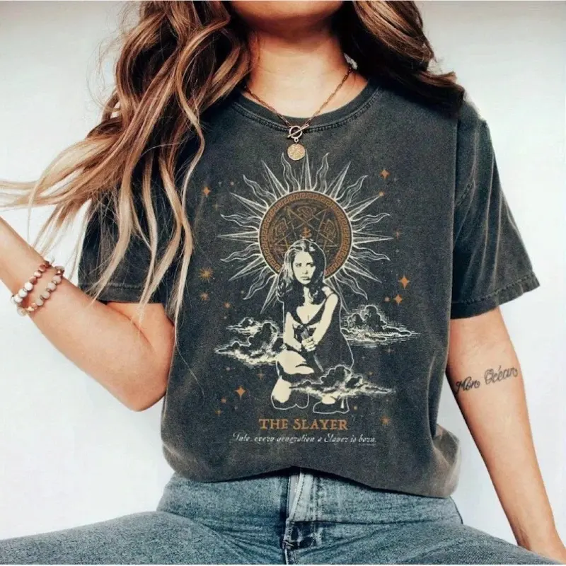 Buffy Killer Women's T-shirt, Vampire Killer Buffy Shirt Four Seasons Pure Cotton Unisex Casual and Fashionable T-shirt