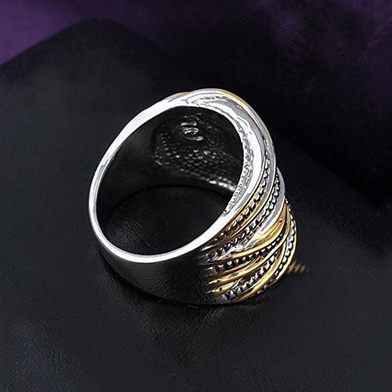 Vintage Two-Tone Twisted Texture Ring for Men & Women | Unisex Retro Statement Band