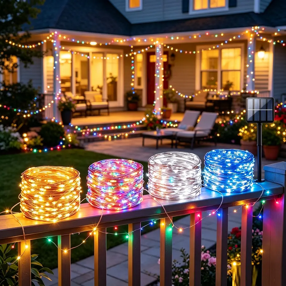 100/200/300 LED Solar String Lights, IP65 Waterproof Copper Wire with 8 Modes Solar Fairy Lights for Garden Yard Tree Wedding Christmas Decoration
