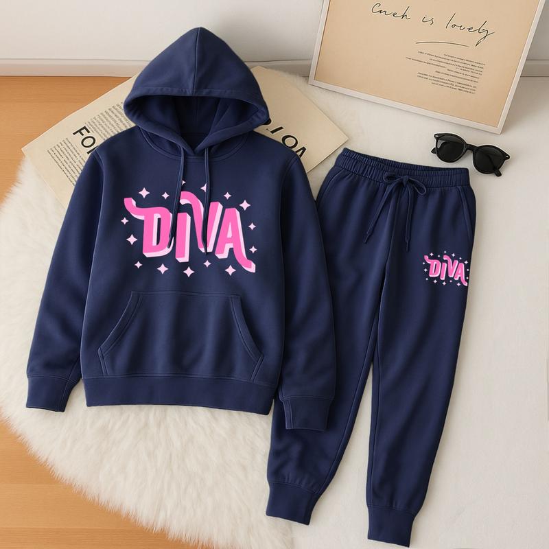 Women's Diva Star Print Hoodie And Drawstring Track Pants Set, Casual Sportswear, Long-Sleeved Hooded Jacket And Pants, Suitable For Autumn And Winter, Everyday Wear, Indoor And Outdoor Sportswear, Sportswear Set, Casual Sportswear Women's Diva Star Print Hoodie And Drawstring Track Pants Set, Casual Sportswear, Long-Sleeved Hooded Jacket And Pants, Suitable For Autumn And Winter, Everyday Wear, Indoor And Outdoor Sportswear, Sportswear Set, Casual Sportswear