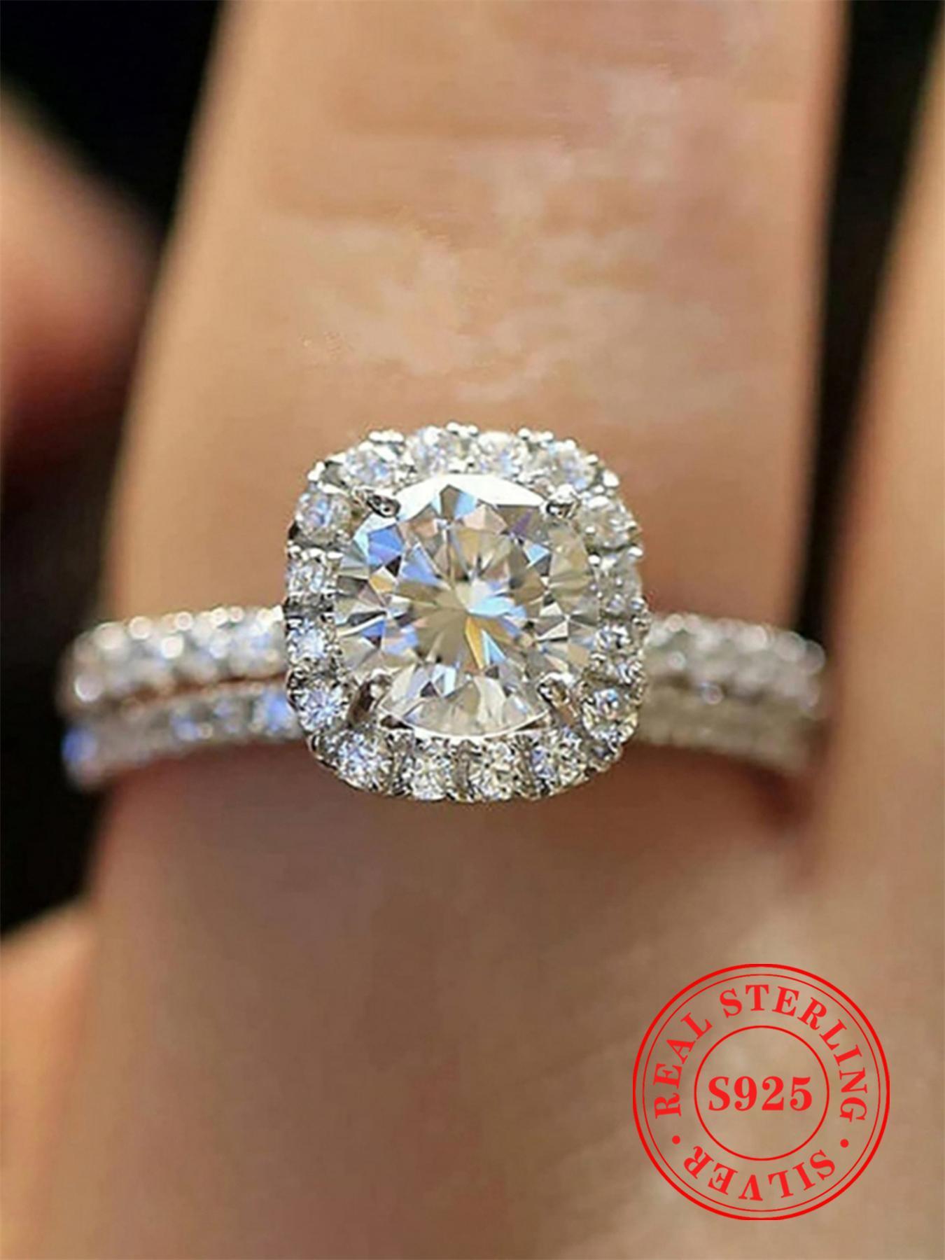 S925 Sterling Silver Fashionable Ring, Gifts for Girlfriend, Elegant Engagement Ring for Women, Pave Engagement Ring, Trendy All-match & Exquisite Jewelry for Birthday Gift, Gift Ideas for Women, Valentine's Day, Gift, Fashion Engagement Rings