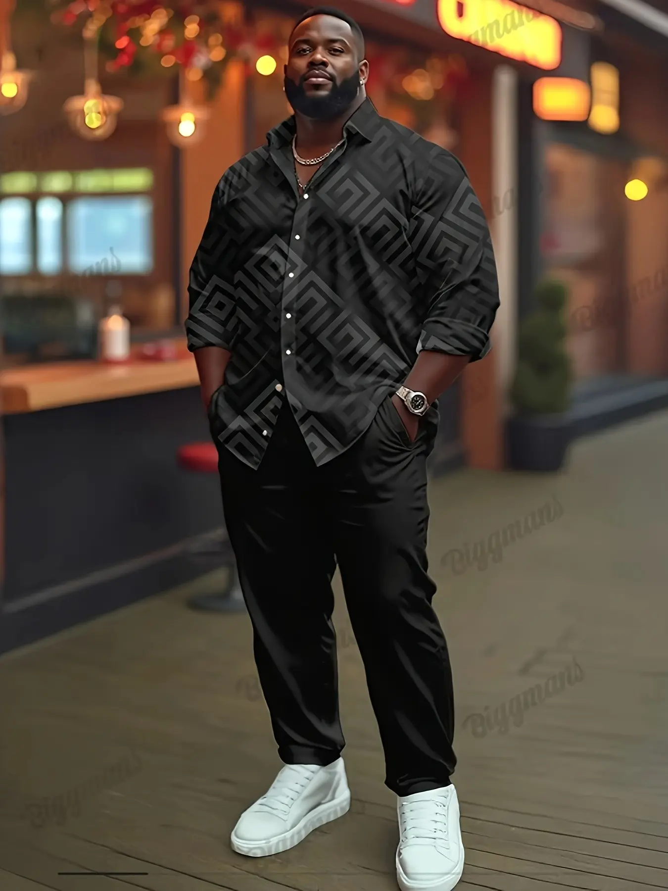 Men's Long Sleeve Shirt, Asymmetrical Design, Loose-Fitting, Casual Style, Random Print, All Seasons, Comfortable and Stylish