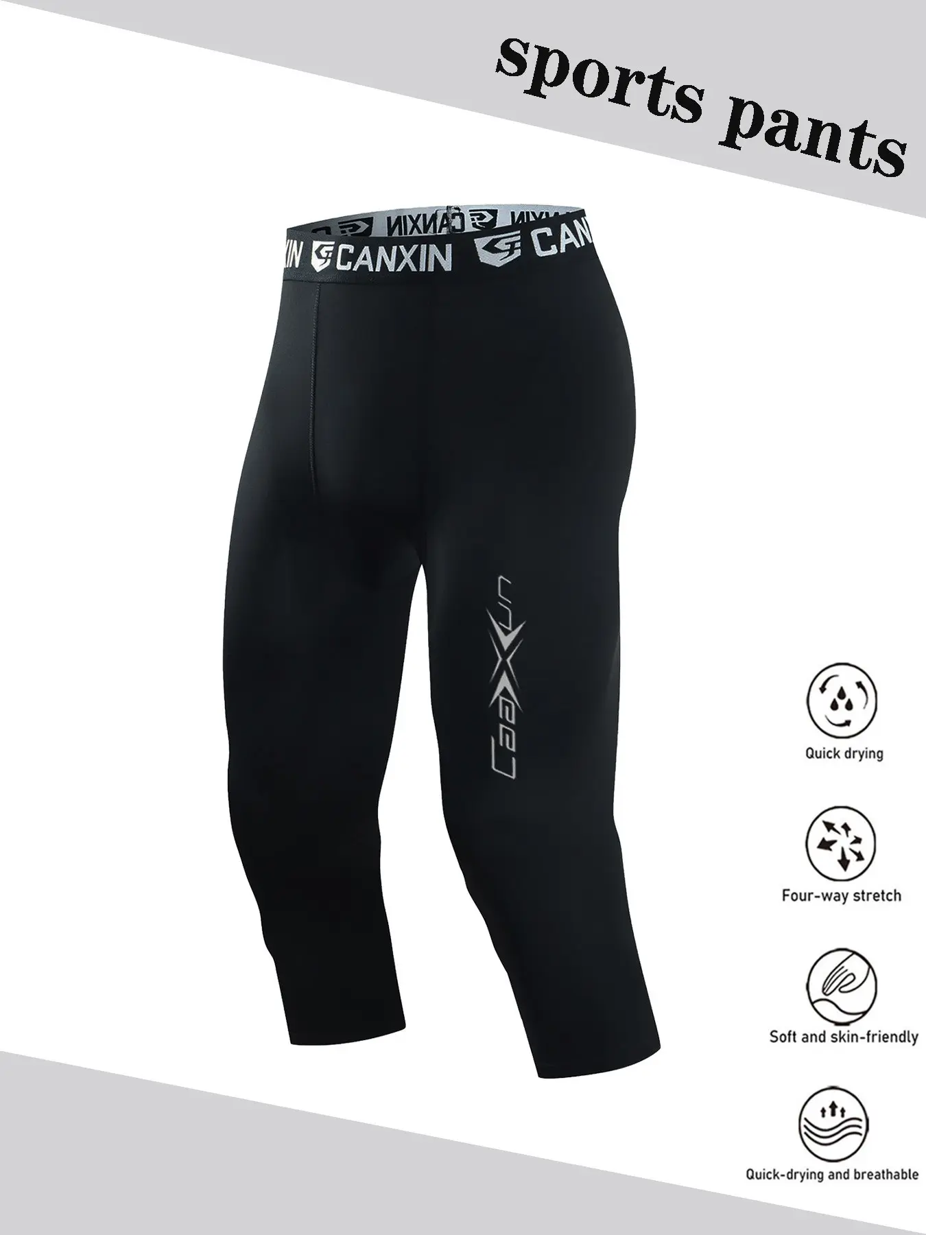 Men's Seven-Inch Compression Pants, Summer Training & Basketball Suitable, Quick-Dry Elastic Running Fitness Tight Fit, Athletic Stretchable