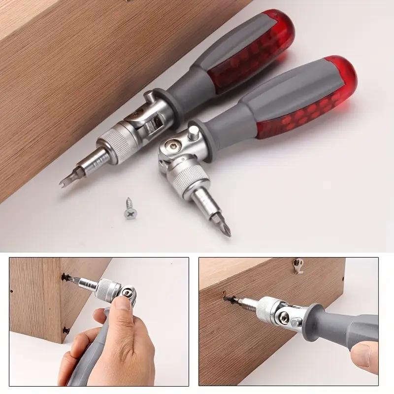 Mini Magnetic Screwdriver Set with Interchangeable Heads, Short Handle Design for Precision Work, Versatile Cross and Flat Screwdriver, Replaceable Screwdriver Bits