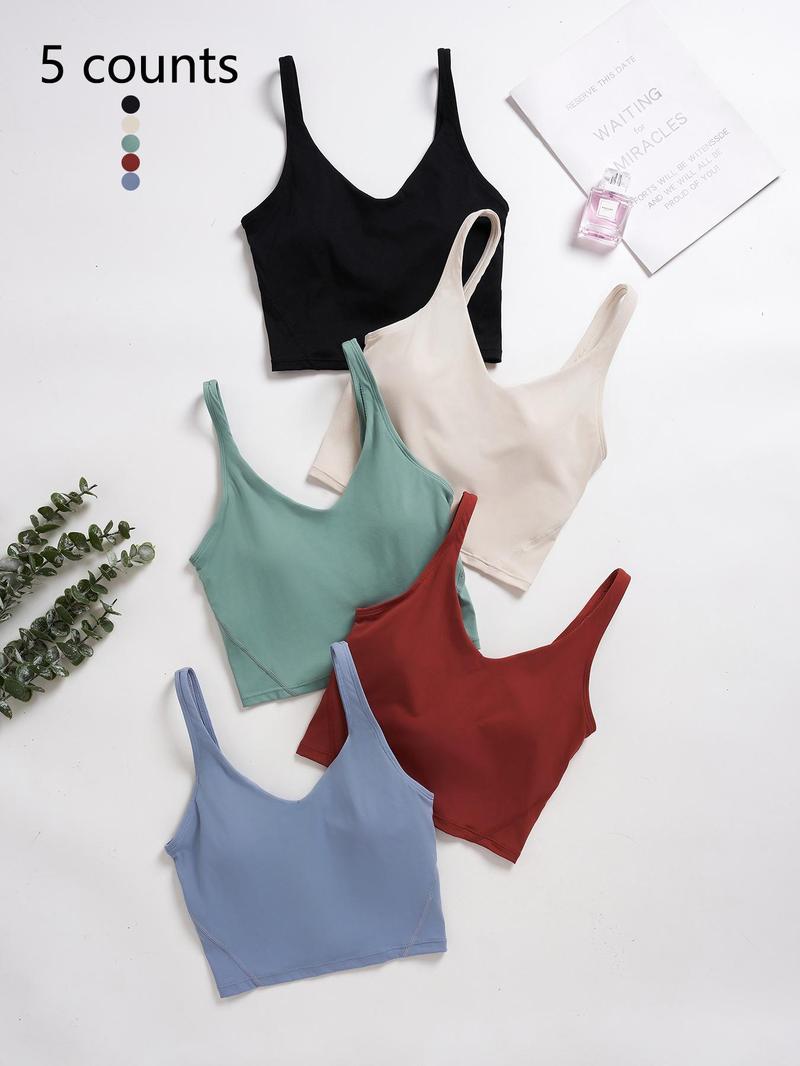 Women's Solid Sports Bra, Quick-Drying Breathable Comfortable Crop Cami Top for Yoga Gym Workout Running, Ladies Sportswear for Indoor and Outdoor Wear