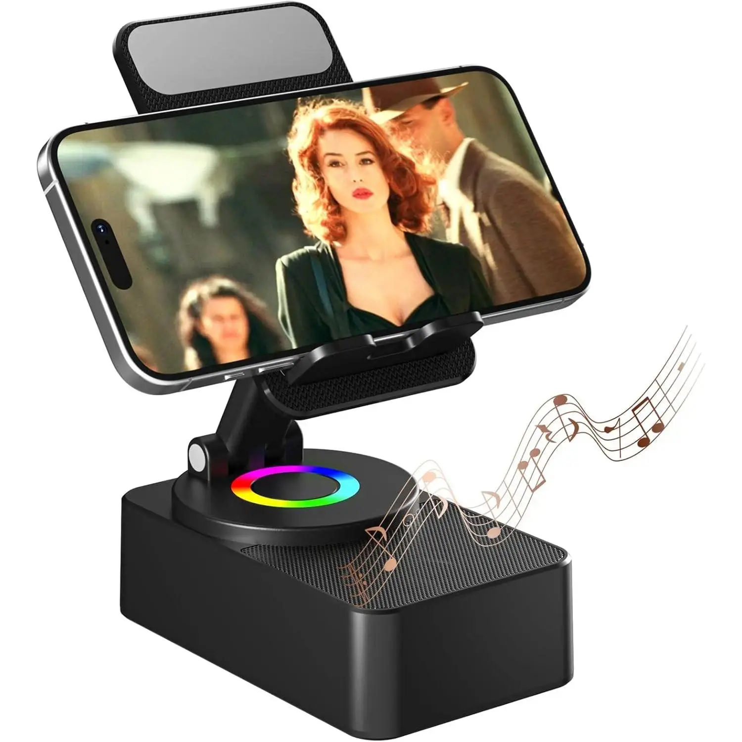 MEKO Cell Phone Stand with Wireless Bluetooth Speaker, LED, Anti-Slip Base HD Surround Sound,Perfect for Home/Outdoor with Bluetooth Speaker for Desk Compatible with iPhone/ipad/Android,Gifts for Familyand Friends