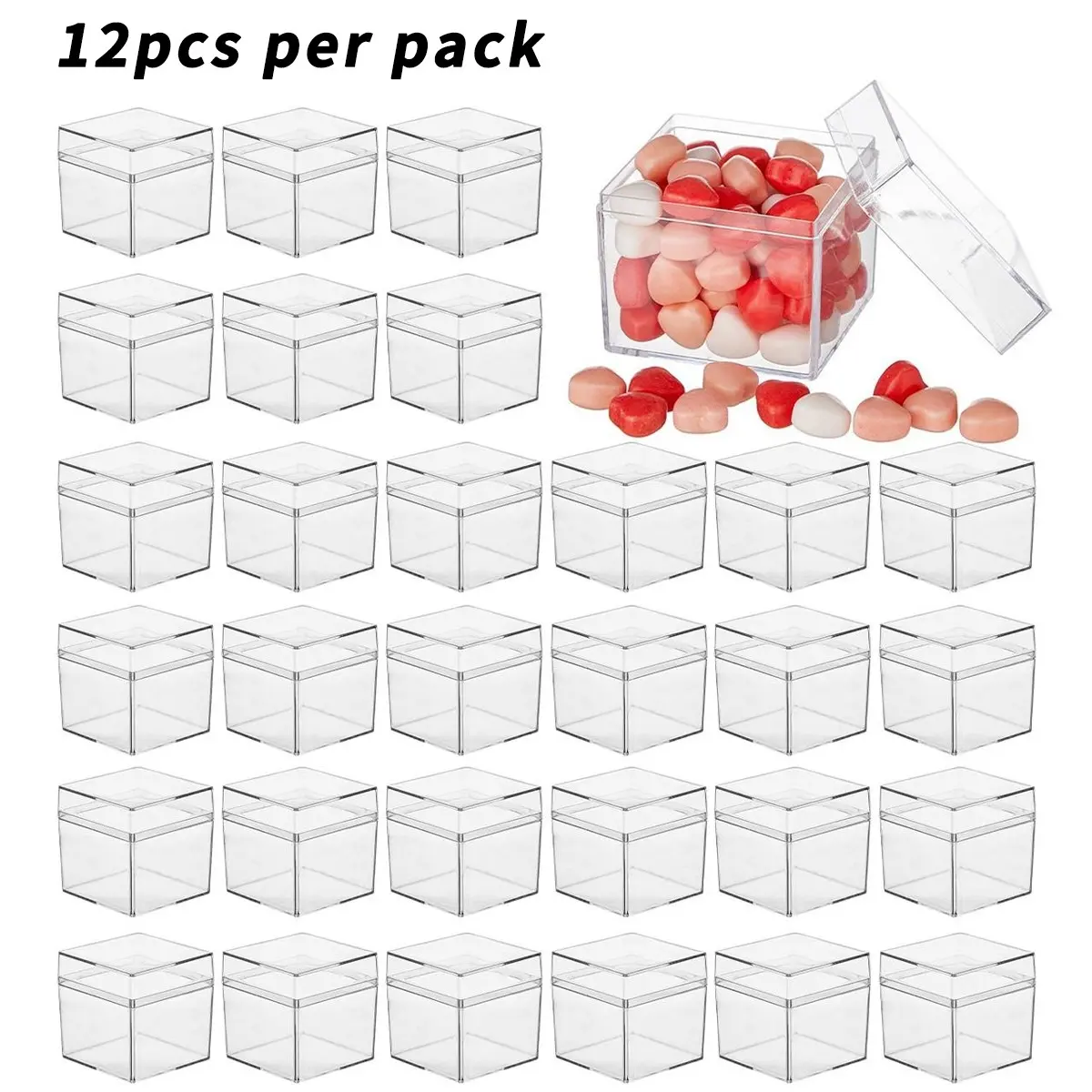 12-Piece Acrylic Box Set, Mini Transparent Storage Containers, Clear Containers, Jewelry & Candy Holders, Party Gift Boxes, Small Decorative Displays