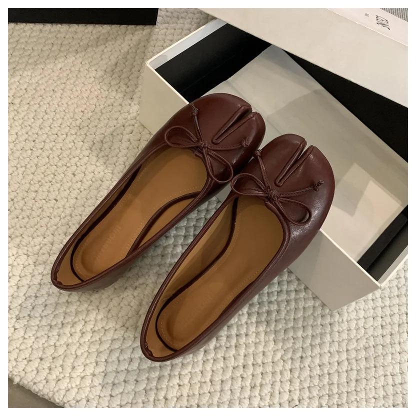 New Women Flats Soft Ballet Shoes Slip On Loafers Soft Moccasins Tabi Ninja Casual Shoes Mujer Ladies Shoes Bow Knot Mujer