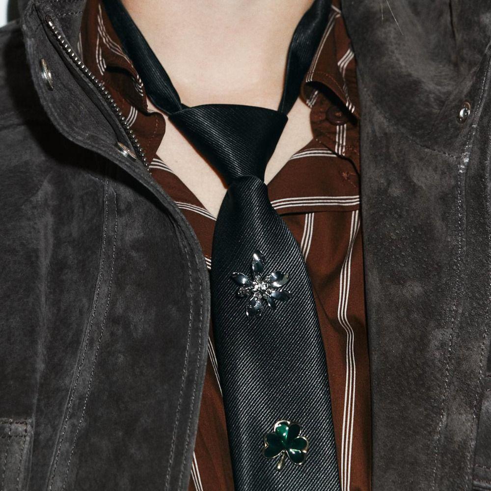 Korean Flower Tie Black Bee Rhinestone Necktie Insect Academic Style Decoration Shirt Tie JK Uniform Decoration