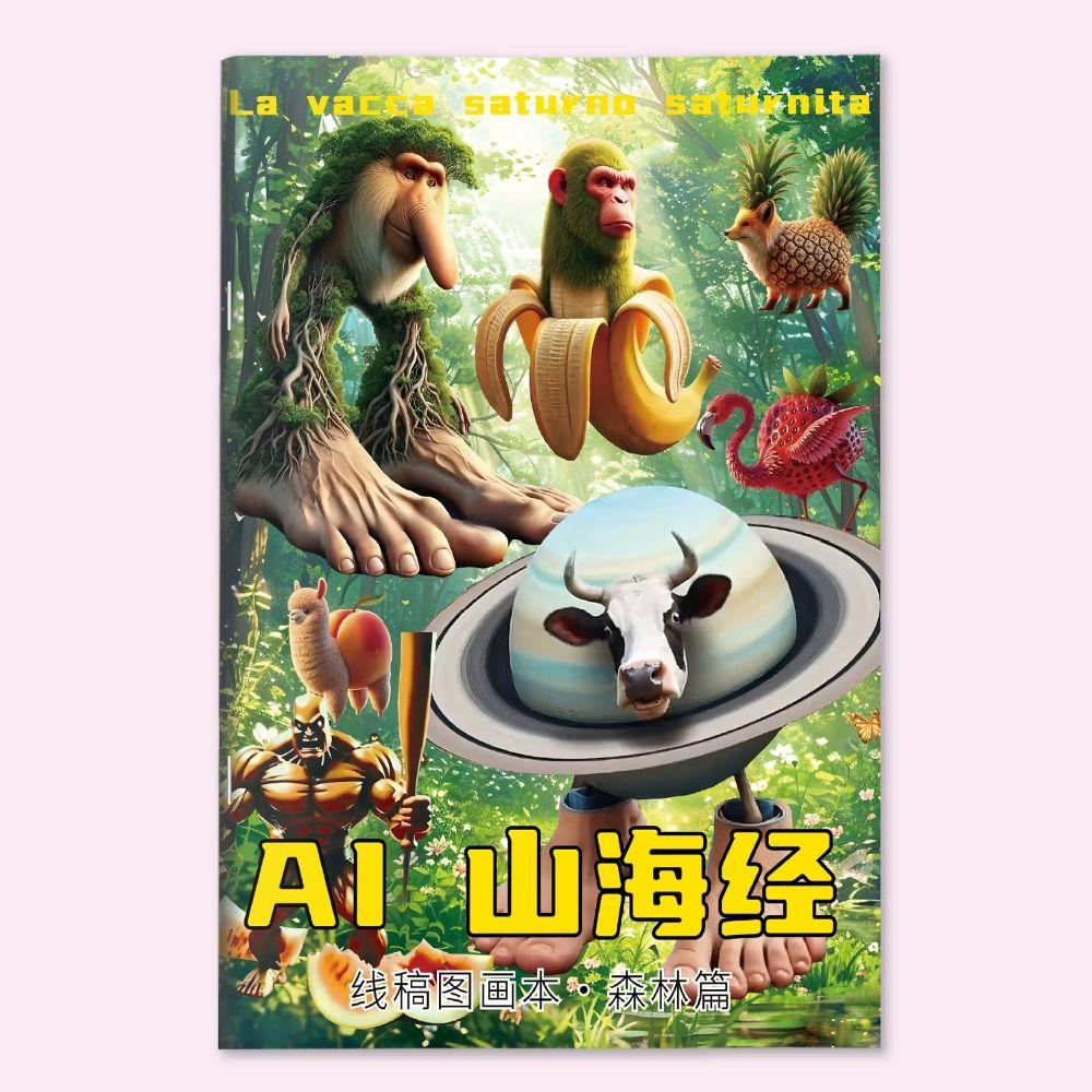 AI Shan Hai Jing Tungtungsahur Cartoon Coloring Book Bombommbini crocodilo Tralaotralala Graffiti Copy Sketch Book Painting DIY