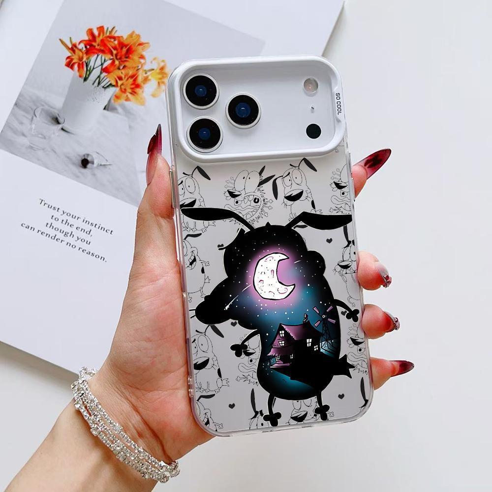 Cartoon Courage the Cowardly Dog phone case suitable for iPhone 17, 16, 15, 14, 13, 12, 11 Pro Max, X, XSMAX, 8, 7 Plus, anti-drop frosted back cover, a gift for friends, family, and yourself.