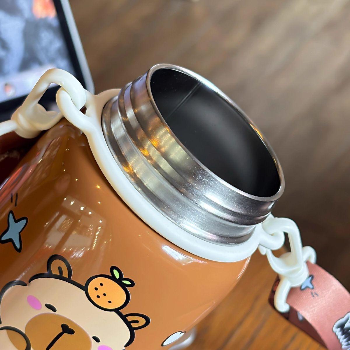 400ml Capybara Stainless Steel Coffee Cup Travel Thermal Mug Leak-proof Bottle Tea Coffee Mug Insulated Cup Gift Back To School
