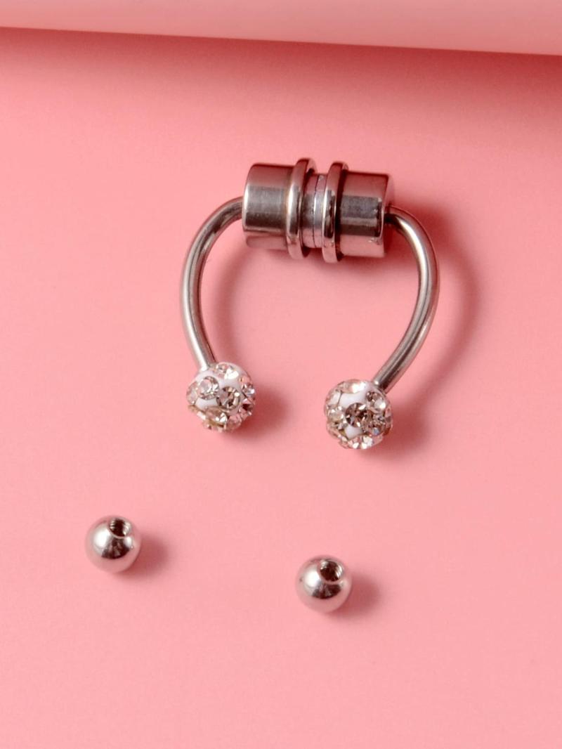 Body No Piercing Jewelry, Magnetic Nose Rings with Rhinestone Decorated Replacement Head, Magnetic Nose Cuff for Men & Women, Nose Rings Hoops