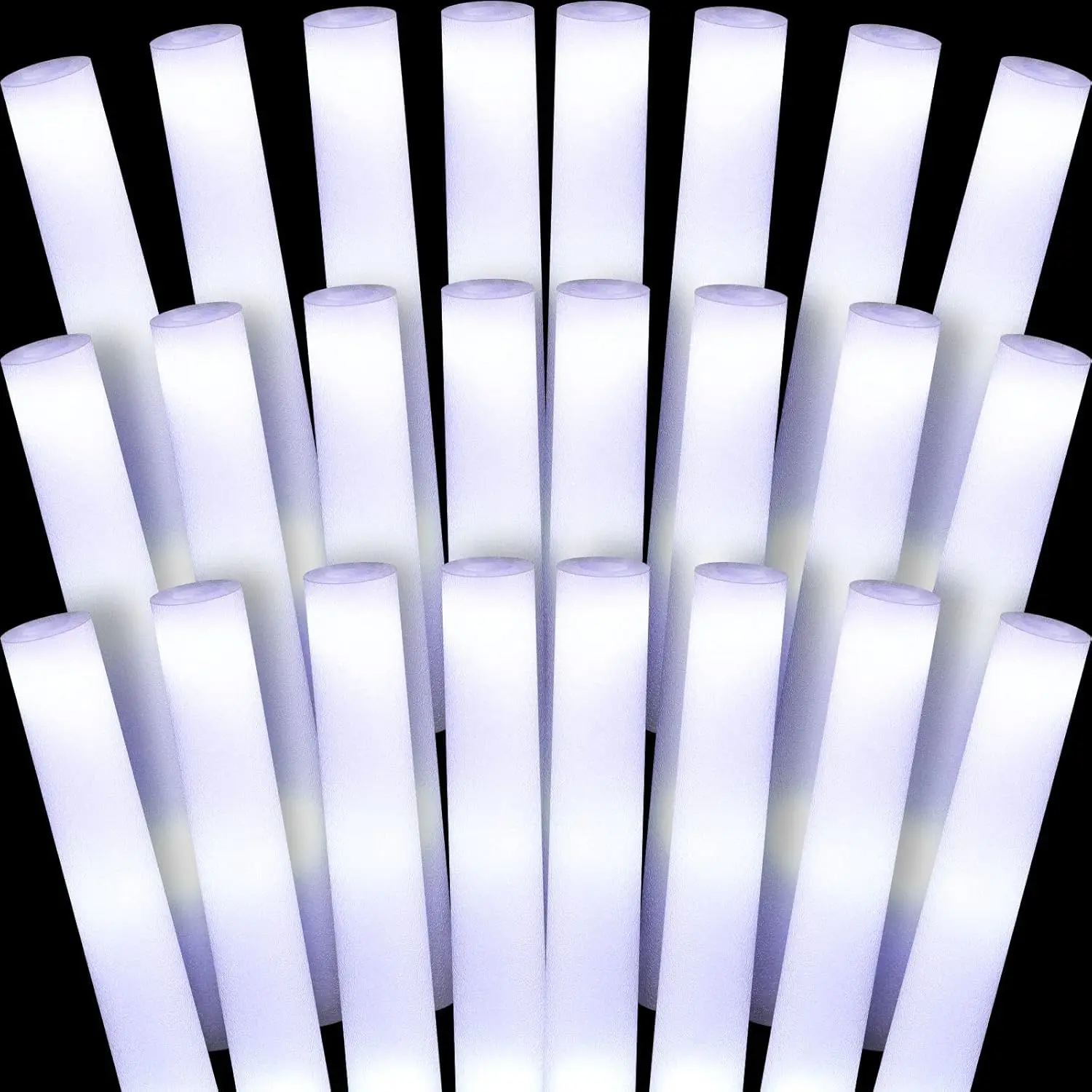 24 Pcs LED Foam Sticks Bulk White Light up Sticks Flashing Glow Baton Wands Themed Party Set, Glow in the Dark Party Supplies for Wedding, Raves,Concert,Birthday,Sporting Eventsfidget toys