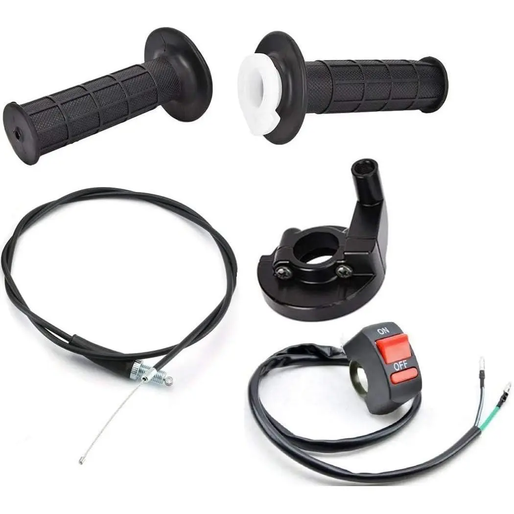 CALU LUKY 22mm Twist Throttle Accelerator Grip Handles, for 50-90-110-125cc Pit Bikes & Dirt Bikes, Kit Includes Handle Grip, Cable, Throttle Clamp, Flameout Switch