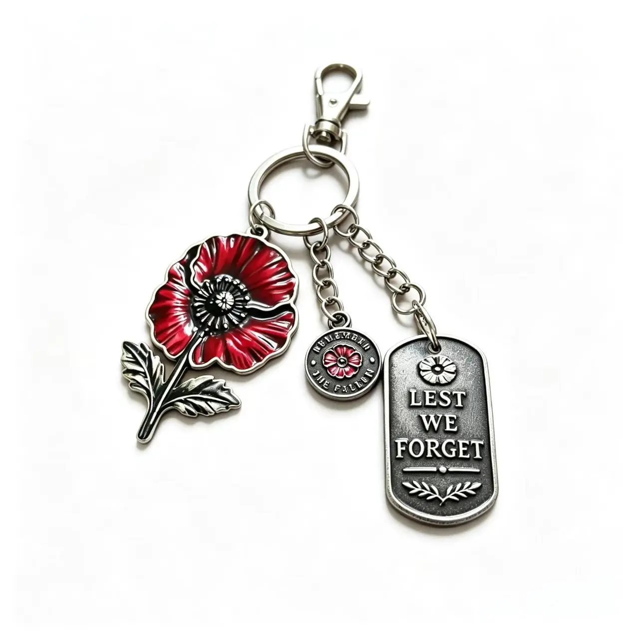 Vintage Flower Keychain, Memorial Style Badge Combination, Universal Backpack Car Accessory, 1pcs Retro Charm Pendant
