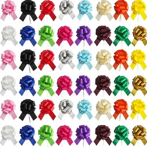 48 Pcs 6 Inch Mixed Color Pull Gift Bows for Birthday Anniversary Party Christmas Wreath Holiday Celebration Gift Decoration