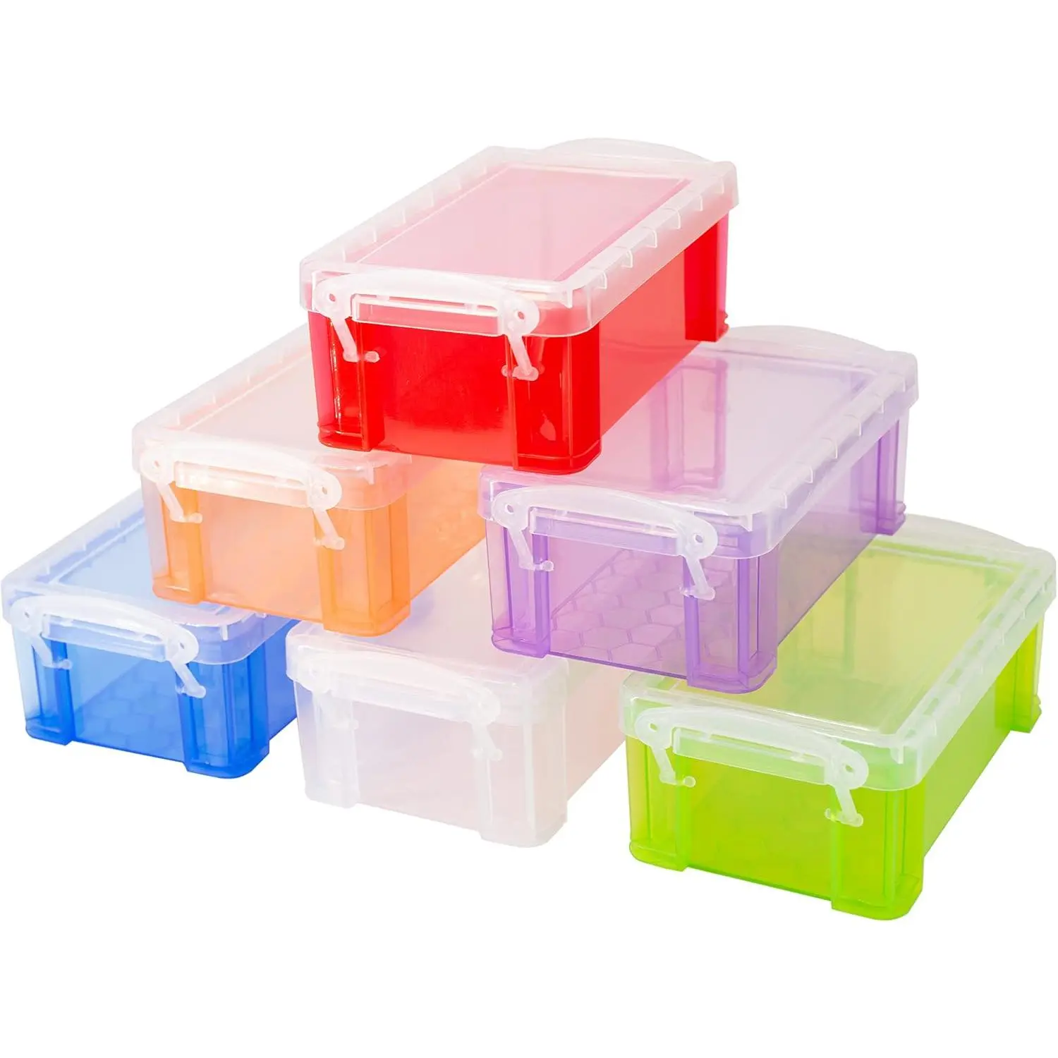 Small Plastic Box, 5" X 2.8" X 2" Stackable Mini Storage Box with Lid, Clear Organizer Container for Jewelry Beads, Small Crafts Items Accessories - 6 Pack